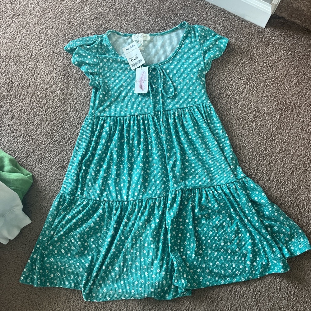 Kids Green Floral Dress